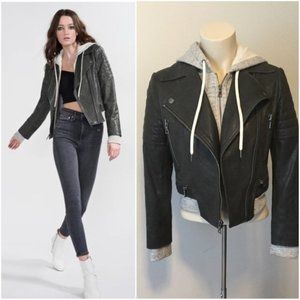 Alice + Olivia Lamb Leather Avril Hooded Jacket